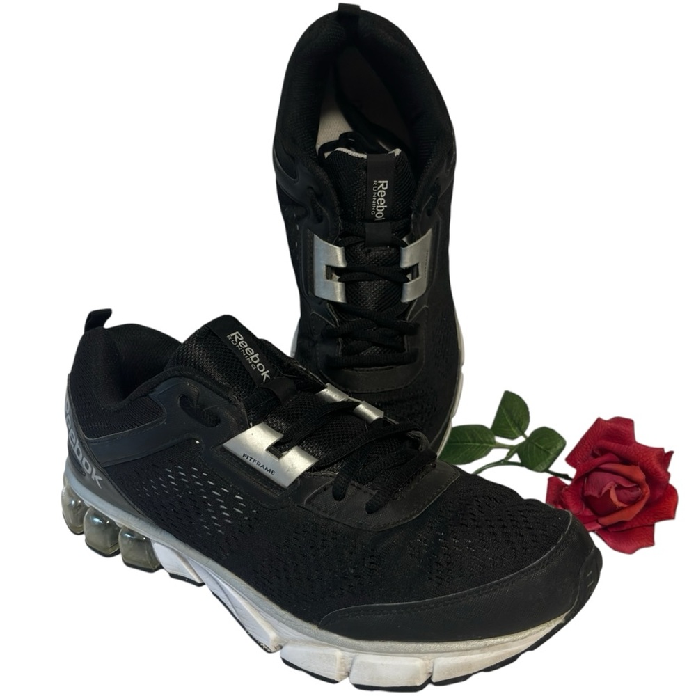 REEBOK RUNNING SHOES SNEAKERS 11.5 black silver pre-owned